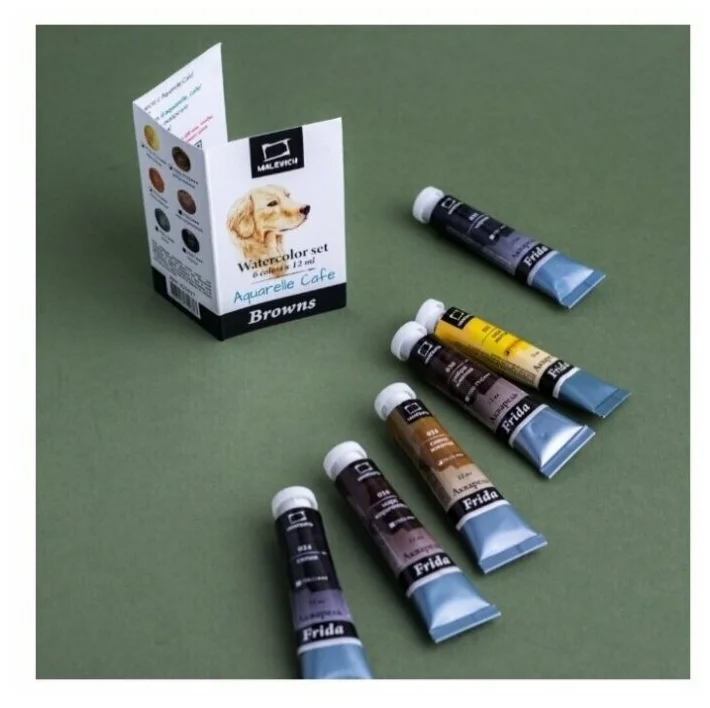 Набор акварели Малевичъ Frida, Browns, 6 цветов по 12 мл